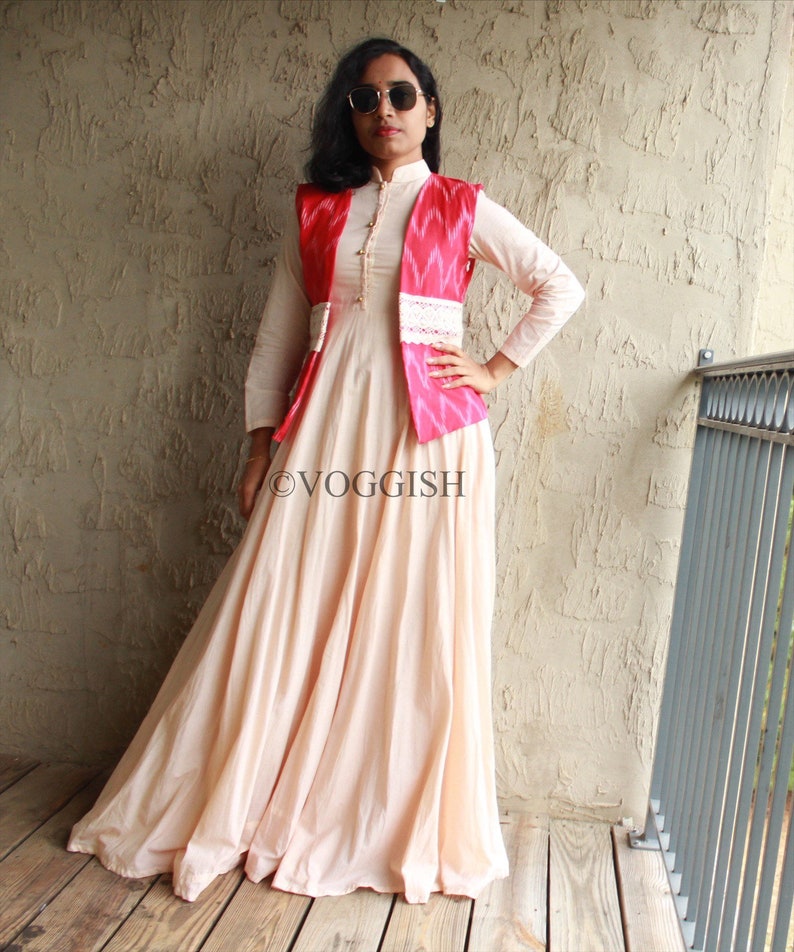 women kurta jacket ikkat anarkali Kurta jacket anarkali suit Pure cotton anarkali with ikkat jacket womens anarkali dresses usa