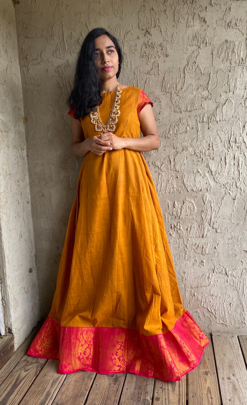 Sungudi cotton anarkali / sungudi saree dress / sungudi gown / | Etsy