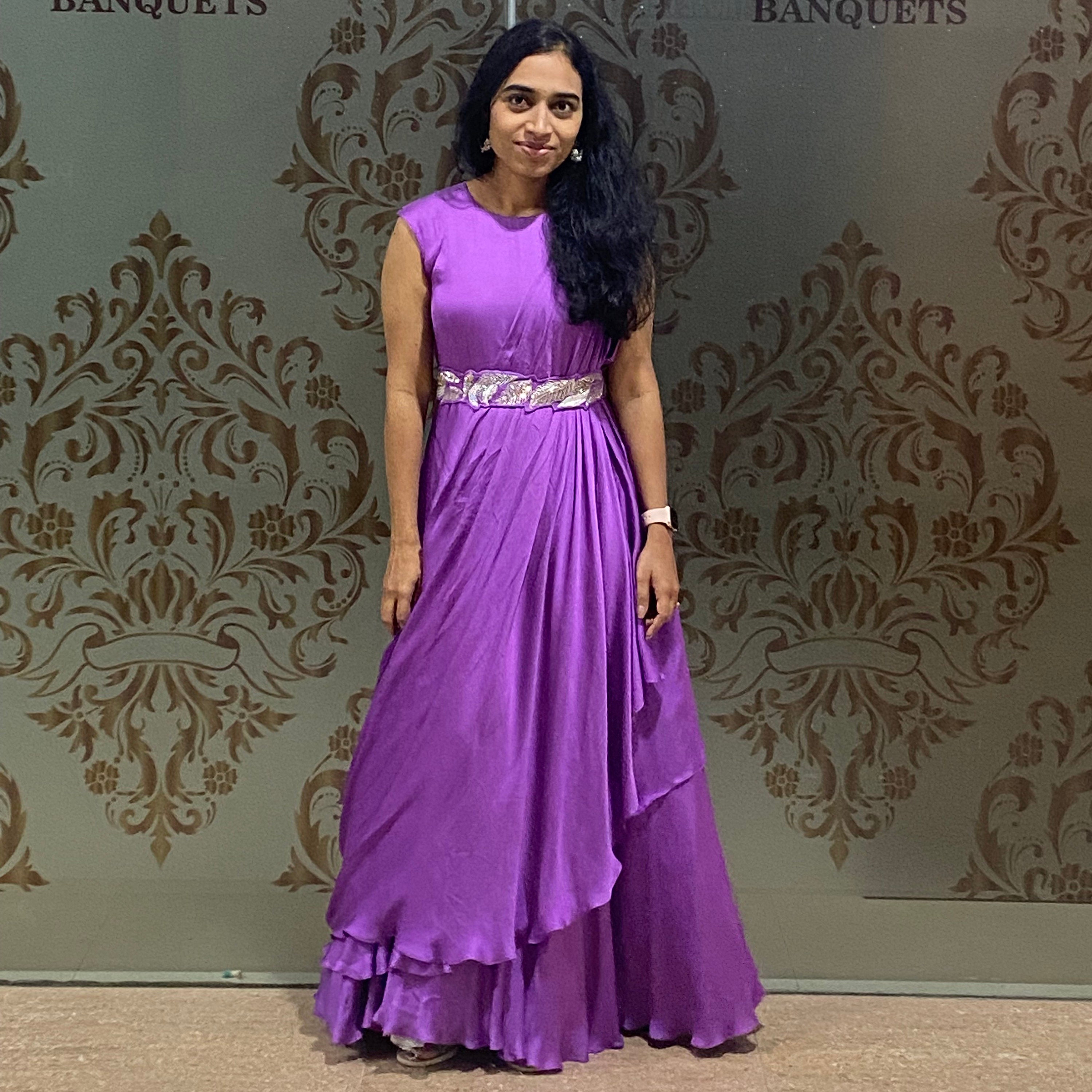 Ruby Red Pre-draped Saree Dress