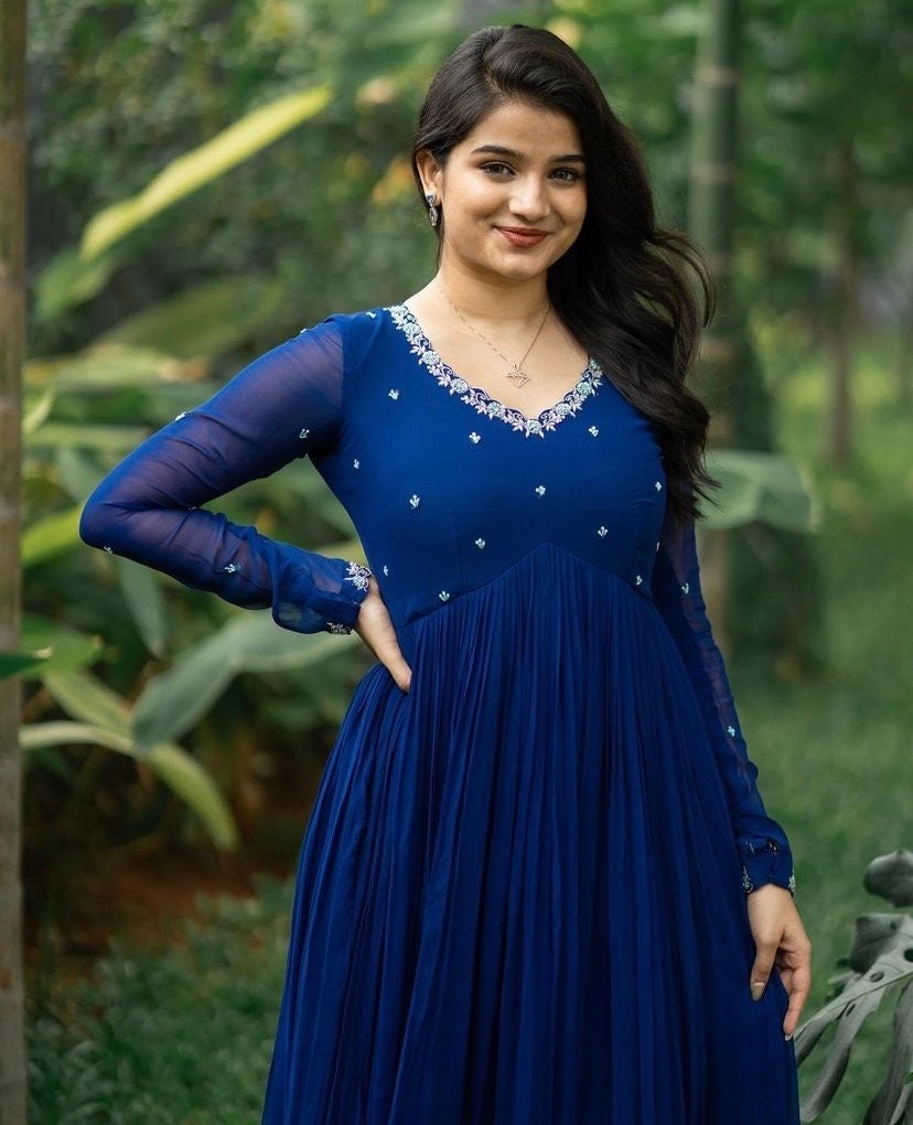 Blue anarkali suit hotsell