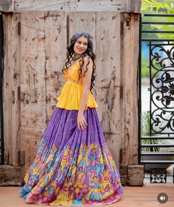 Women's Pure Kalamkari Lehenga Set/crop Top Lehenga/ Hand Painted Lehenga  Usa/wedding Lehenga USA/ Kalamkarilehenga Choli/teens Lehenga Usa - Etsy