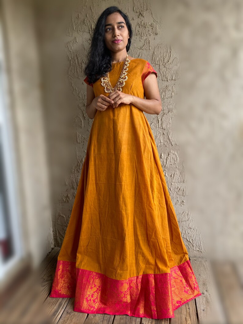 Sungudi cotton anarkali / sungudi saree dress / sungudi gown / | Etsy