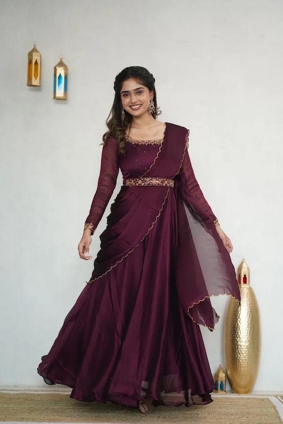 anarkali dress with belt