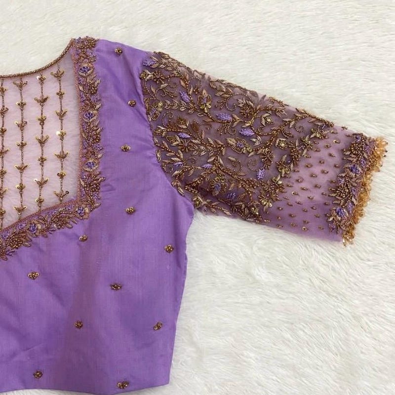 Lavendar Hand Work Blouse