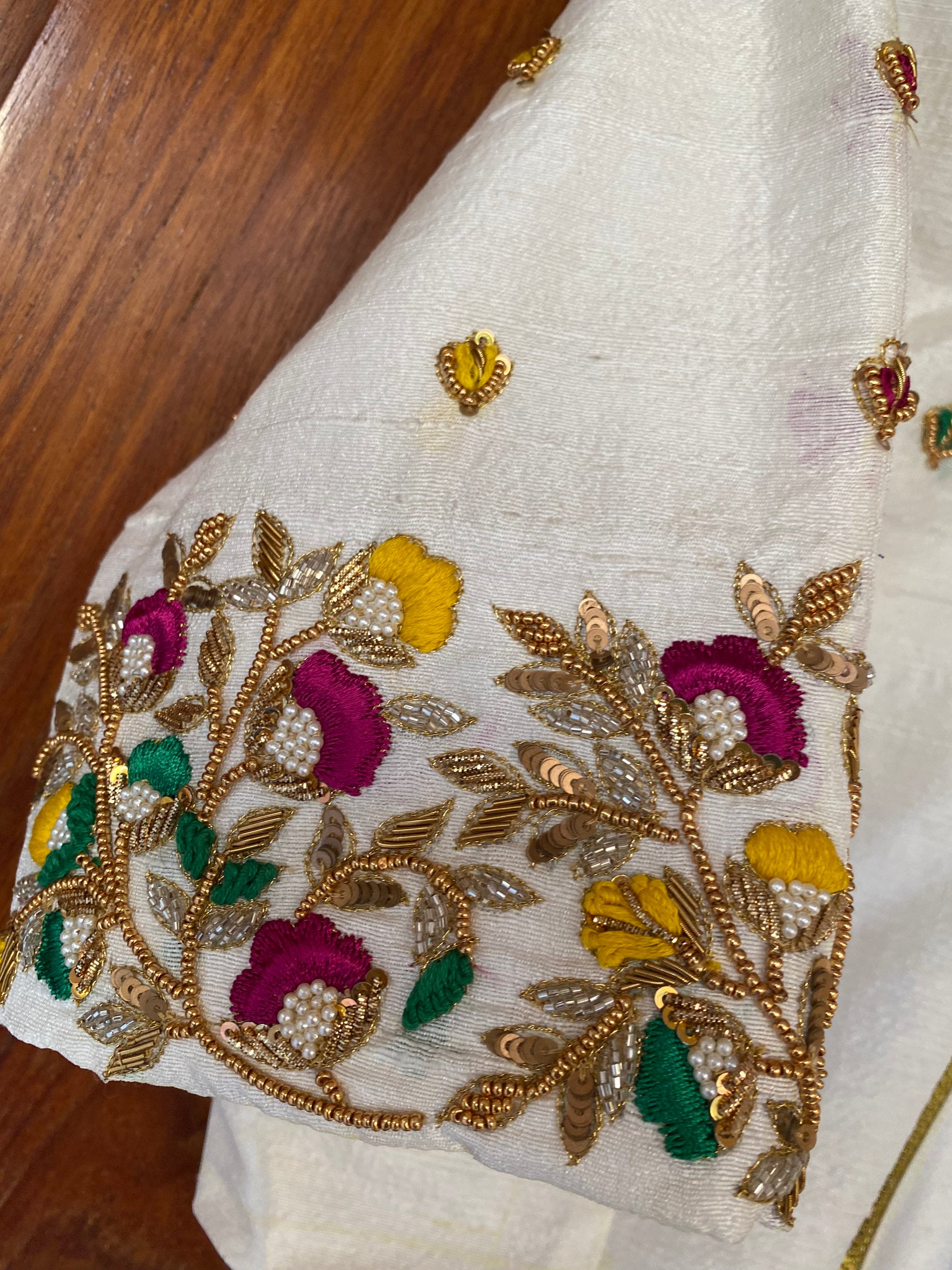 【新品未使用】ロンハーマン　Indian Embroidery Blouse Pure Silk Hand Embroidery Blouse / Multicolor Maggam Blouse
