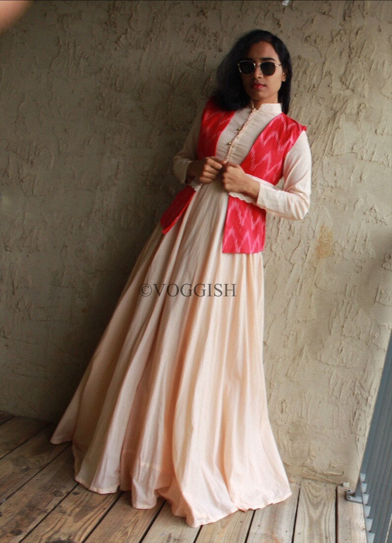 women kurta jacket ikkat anarkali Kurta jacket anarkali suit Pure cotton anarkali with ikkat jacket womens anarkali dresses usa