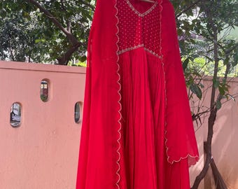 Red Anarkali suit usa/anarkali red kurta full sleeve/red full sleeve anarkali/red dress anarkali/Indian dresses/red anarkali suit set dupatt