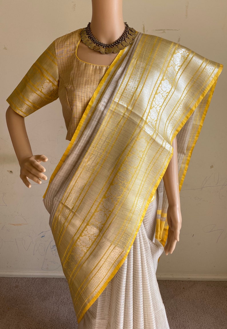 Big border silk saree with stitched blouse traditional saree | Etsy