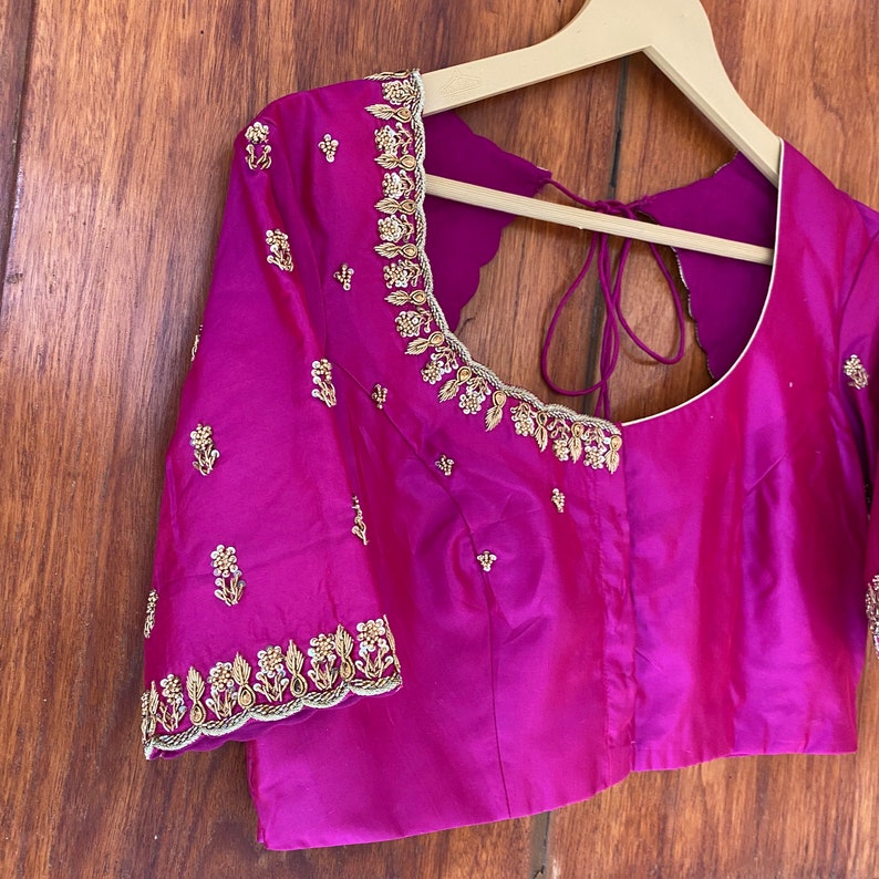 Pure Silk Hand Embroidery Blouse / Saree Maggam Blouse / Raw - Etsy