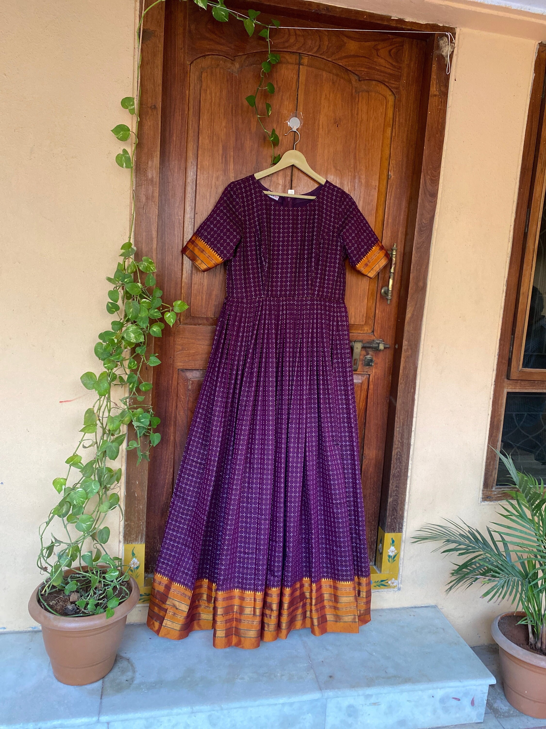 silk cotton anarkali dress Dark Green Silk Anarkali Suit With Floral Print