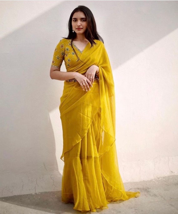 stitched saree with belt