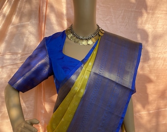 Big border silk saree with stitched blouse |traditional saree with readymade blouse | sarees USA | semi  silk saree | voggish