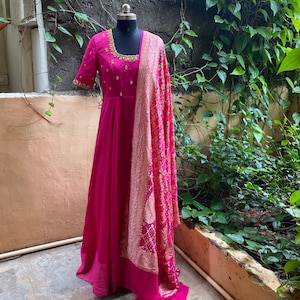 banarasi dress design Banarasi Dress Design Banarasi Saree Into Dress ?? #shortsvideo #dressup  #fashion