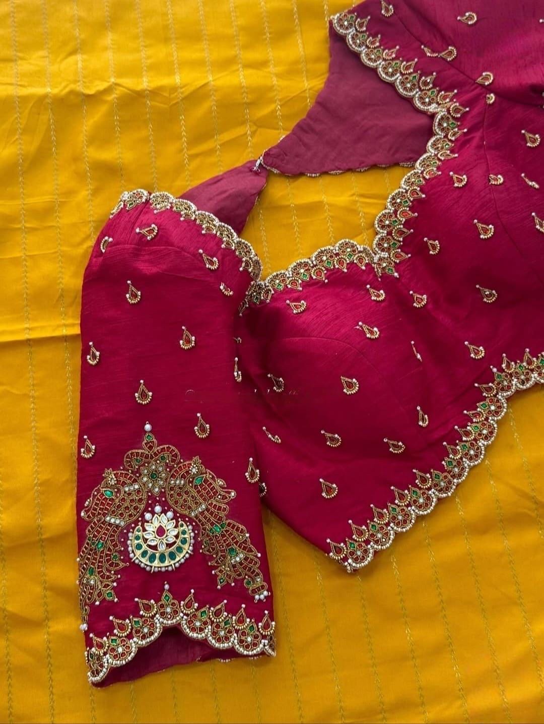 simple kundan work designs on dresses Kundan Work Dress Designs