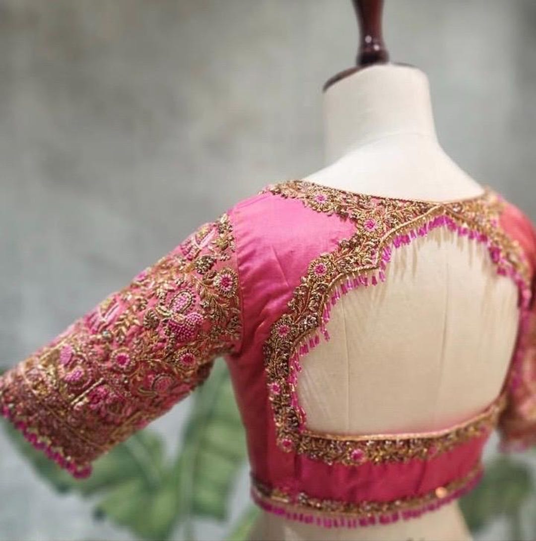 Hand Embroidered Silk Bridal Blouse: Zardosi Wedding Crop Top - Etsy