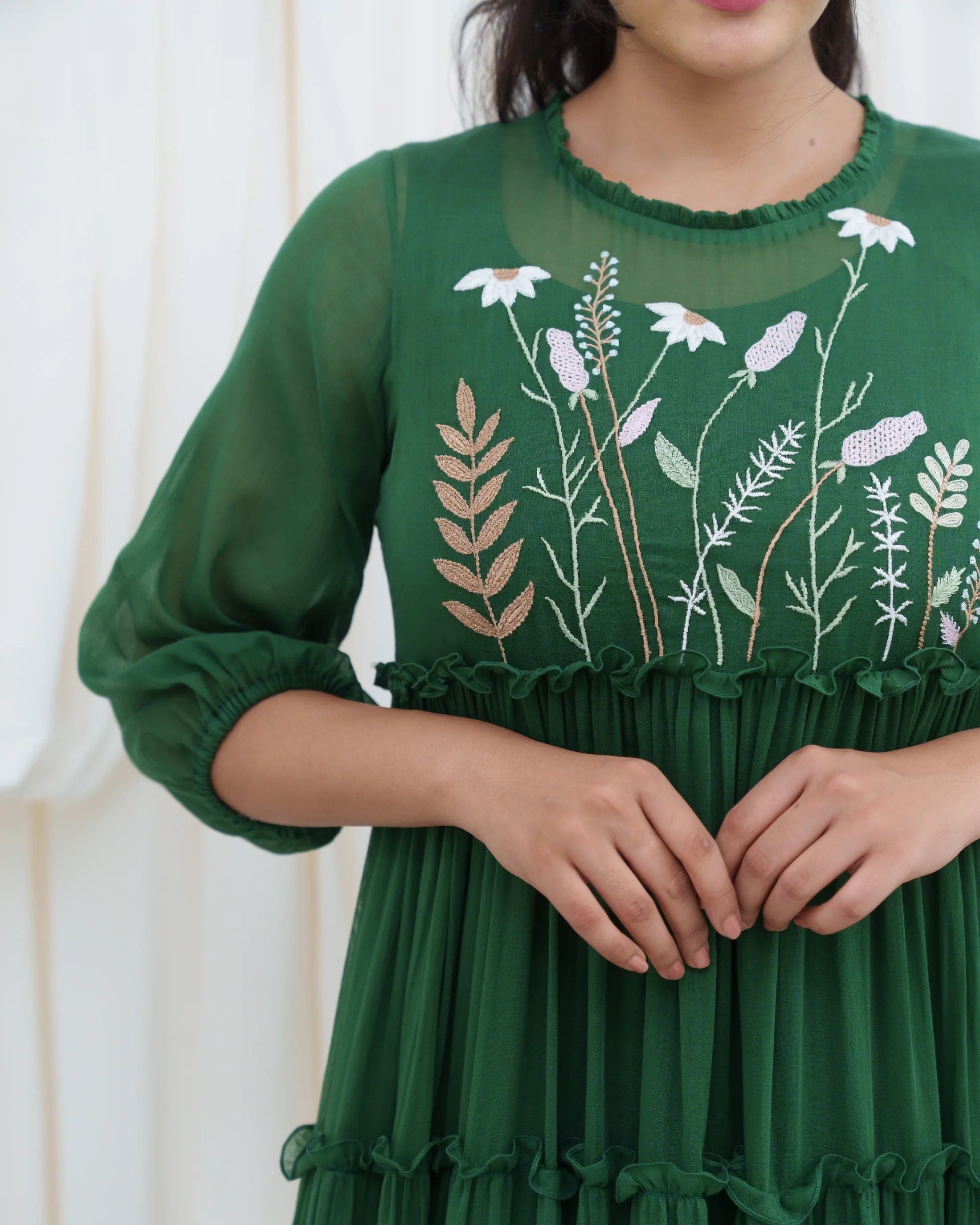 Organic Cotton Dress/handloom Dress With Embroidery/vintage Cotton Dress/linen  Dress/cotton Dress/green Summer Dress/green Vintage Dress - Etsy