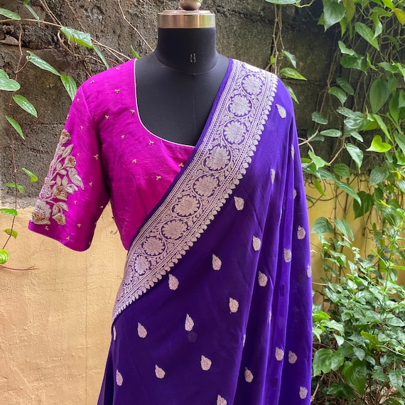 Pure Banarasi Chiffon Silk Sari Banarasi Silk Saree Sari - Etsy Singapore