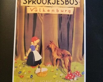 Postal vintage de Caperucita Roja Holandesa