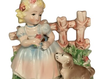 Vintage Girl Dog Figurine Mary, Mary