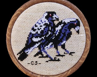 Australian Magpies - Beginner's Cross Stitch Pattern