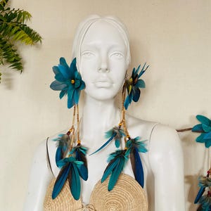 Pair of Molted Natural Color Macaws Feathers Earrings image 5