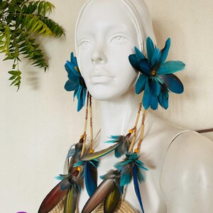 Pair of Molted Natural Color Macaws Feathers Earrings image 7
