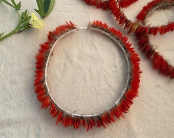 Natural Feathers Tiara Cruelty Free Molted Sustainable Parrot Macaw Red Feathers Indigenous Handmade Hair Accessories Headdress
