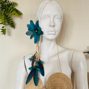 Pair of Molted Natural Color Macaws Feathers Earrings image 4