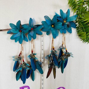 Pair of Molted Natural Color Macaws Feathers Earrings image 10