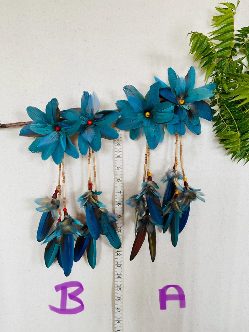 Pair of Molted Natural Color Macaws Feathers Earrings image 10