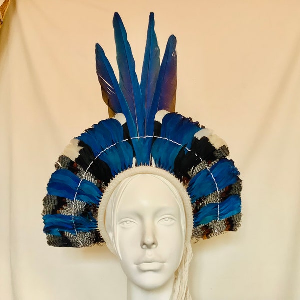 Authentic Wai Wai Cocar Feather Headdress Taino Penacho Kayapo Amazonian Art Feathers Decor Shamanic Headdress Native Spiritually