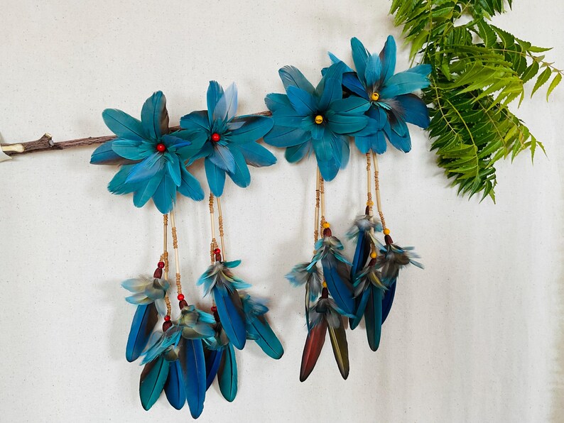 Pair of Molted Natural Color Macaws Feathers Earrings image 9