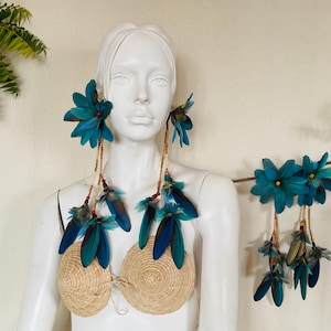 Pair of Molted Natural Color Macaws Feathers Earrings image 1