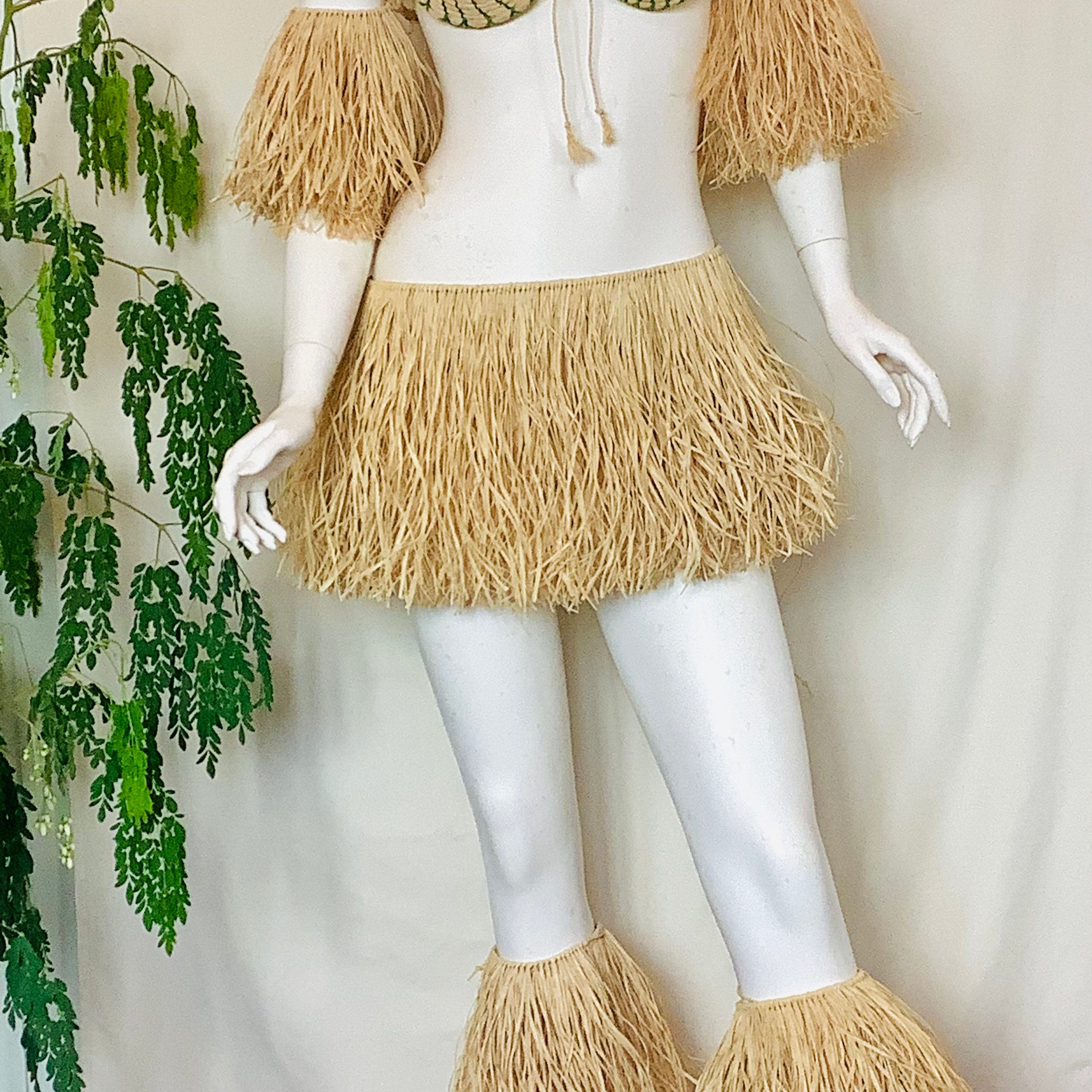 Giegxin Natural Raffia Grass Skirts Tropical Luau Hula Skirt for Adults Women Men Hawaiian Skirt for Party Costume Beach