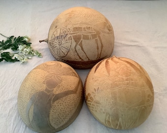 3, Caribbean Images Scenery, West Indian Sculptures, Carved Gourds, Caribbean Art Work Calabashes