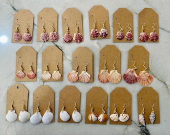 Handmade Seashell Earrings Beach Jewelry Coastal Boho Shell Dangles