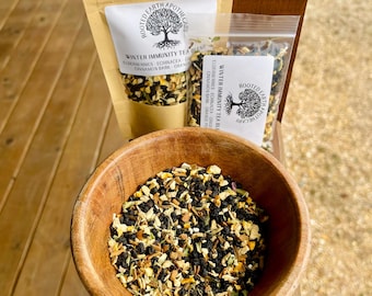 Winter Immunity Herbal Tea Blend | Elderberry Echinacea Ginger | Loose Leaf Tea Caffeine Free