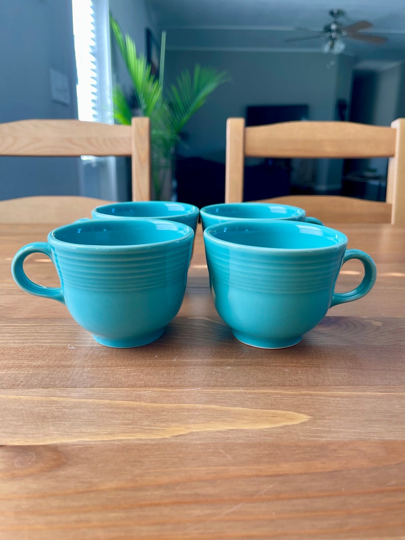 Fiesta Ware Turquoise Blue Set of 4 Tea Cup Etsy