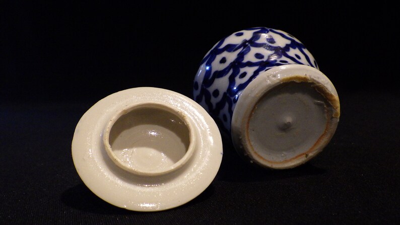 Vintage Blue and White Porcelain Lidded Pot
