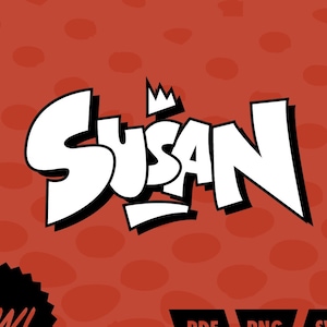 Plik w stylu graffiti naklejki cyfrowej Susan do pobrania prezent urodzinowy wektor