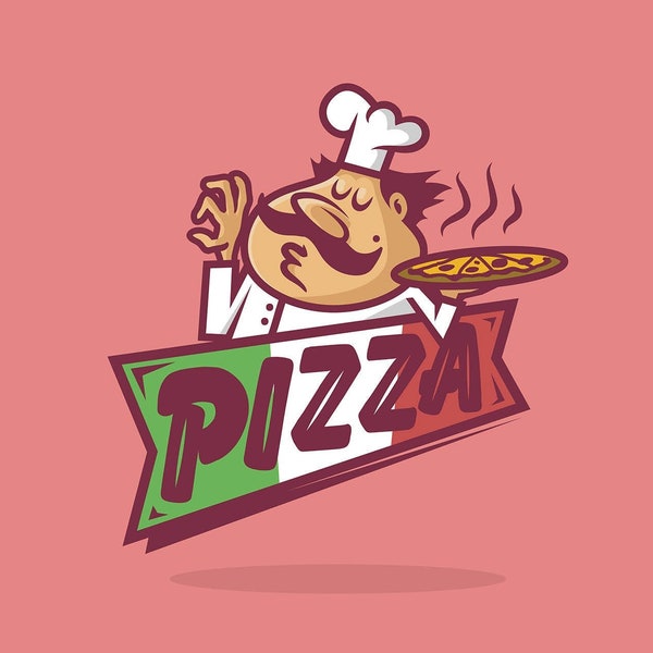 Pizza Character Logotype Cartoon Graphic For Restaurant And Food Business