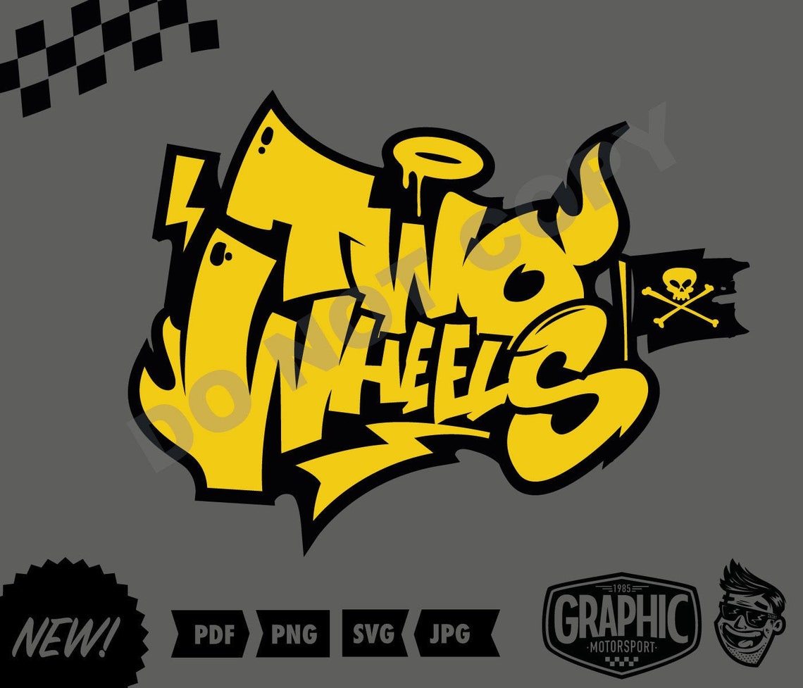 Two Wheels Graphic Design Sticker for Motorcycle Png Download Etsy