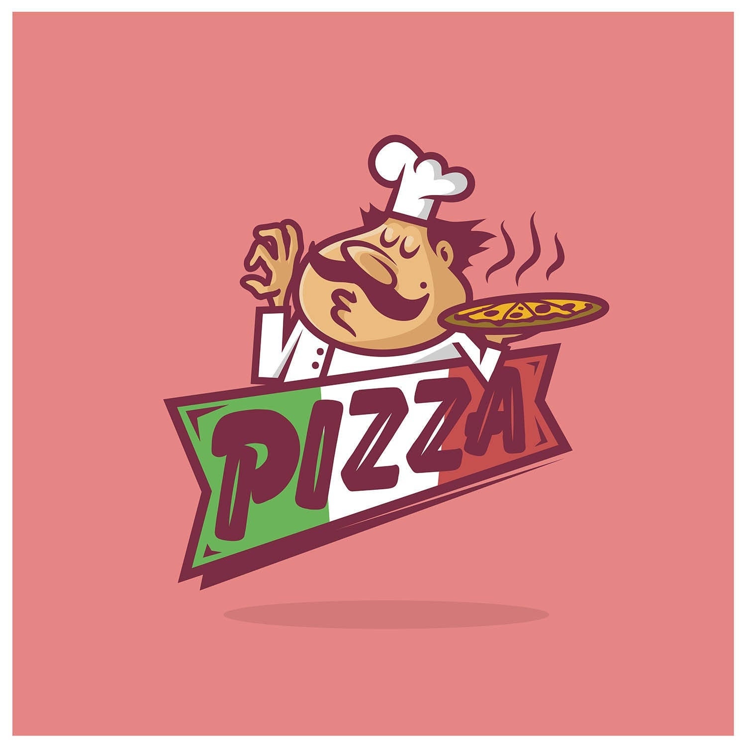 Pizza Character Logotype Cartoon Graphic For Restaurant And | Etsy