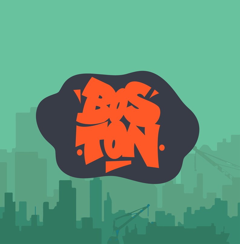 Download Boston City vector graffiti logo svg | Etsy