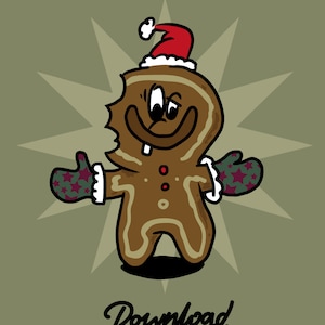 Cookie Man Gingerbread cartoon character png clipart vector Christmas decor digital sticker