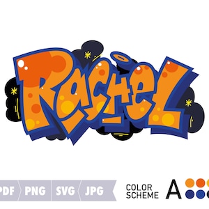 Your name graffiti vector graphic personalized digital sticker, custom graffiti name maker own design kids room printing sticker