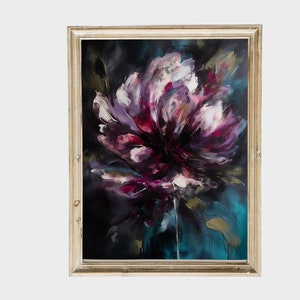 Moody floral printable wall art, Dark botanical downloadable prints