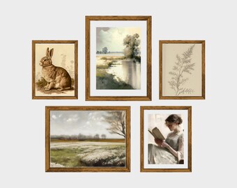 Printable Vintage Gallery Wall Art Set | Antique Prints Warm Aesthetic Spring Decor | PRINTABLE Digital Antique Art