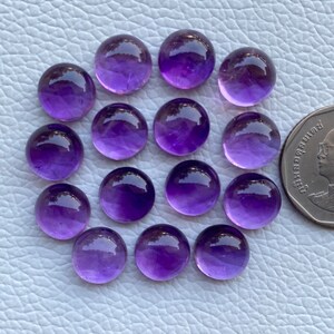 Pierres précieuses rondes en améthyste, lot de 15 pièces, 83 cts, qualité supérieure, cabochon en améthyste naturelle, forme ronde, 11 mm, pierre précieuse en vrac, pour la fabrication de bijoux