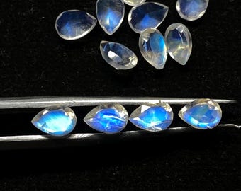 Pear Cut Rainbow Moonstone: Faceted Loose Gemstone (6x4 MM)